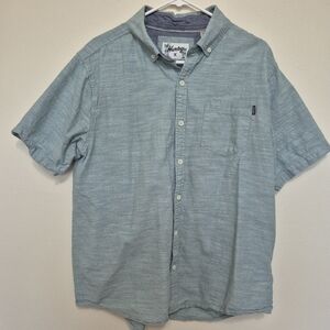 Hurley Men’s Light Blue Surf Beachwear Short Sleeve Button-Down Shirt Size Large